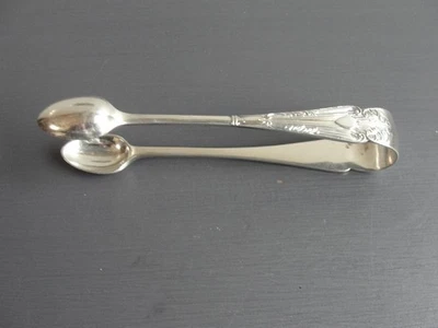 Pinzas de azúcar antiguas vintage de plata con patrón no identificado Foto 1 de 4