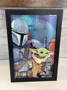Gerahmtes 3D Star Wars The Mandalorian Baby Yoda linsenförmiges Wandbild - Bild 1 von 2