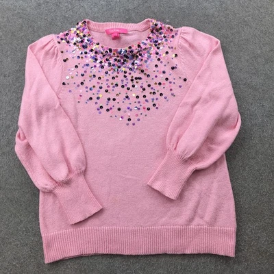 Suéter Lilly Pulitzer Mujer Grande Rosa Lentejuelas Adornado Pullover Cuello Redondo Foto 1 de 4