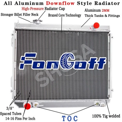4 Rows Aluminum Radiator Fit 1995-2004,03 Toyota Tacoma 2.4L 2.7L/3.4L 18 5/8" H - Image 1 of 4