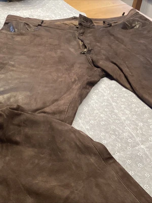 Hose Echt Leder Top Herren  50 braun Gebrauchsspuren  Materialbedingt Bilder - Bild 1 von 4