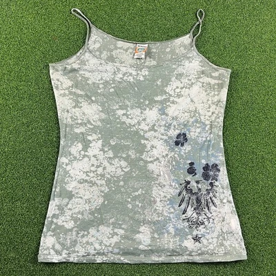 Camiseta sin mangas vintage Y2K Weavers niña gris tie dye punk grunge talla L Foto 1 de 4