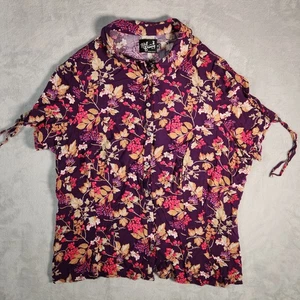 Hell Bunny Top Donna 4XL Blusa Viola Floreale Retrò Rockabilly - Foto 1 di 10