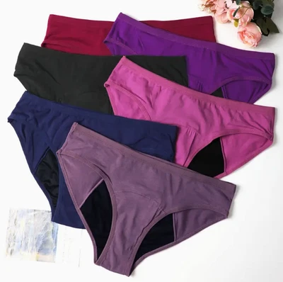 3 bragas menstruales de período para mujer a prueba de fugas 2XL nuevas tostadas, azul marino y negras Foto 1 de 4