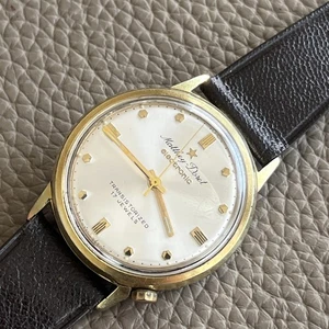 Vintage Men’s Matthey Doret Electronic 17J 36.4MM Germany Gold Tone RUNNING - Picture 1 of 14