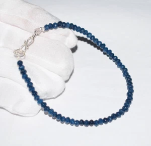 Brazalete de bloqueo de plata 925 de 7" con cuentas facetadas de piedras preciosas de jade de zafiro de 4,5 mm - Imagen 1 de 15