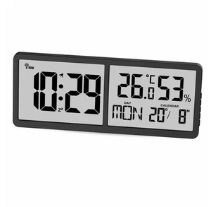 Reloj de pared inalámbrico digital "Jumbo", termómetro/higrómetro, fecha y día de la semana, negro - Imagen 1 de 5