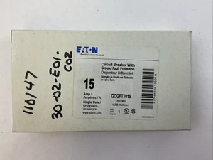 INTERRUPTOR DE CIRCUITO EATON QCGFT1015 CON PROTECCIÓN CONTRA FALLAS A TIERRA 15AMP 120VAC 1 POLO - Imagen 1 de 3