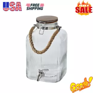 2 Gal Beverage Dispenser Glass Water Pitcher W/ Lid Lemonade Tea Drink Container - Picture 1 of 5