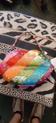 MARY FRANCES Rainbow Kisses Bolso con asa superior BOLSO DE MANO LABIOS ARCO IRIS NUEVO Foto 1 de 4