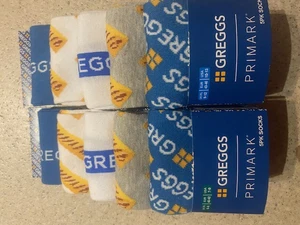 Greggs X Primark Adult Socks Pack of 5 pairs CHOOSE YOUR SIZE either 6-8 or 9-12