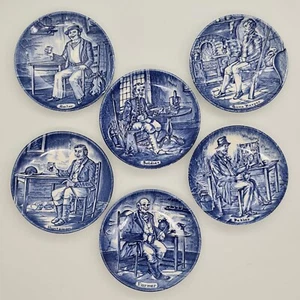 Enoch Wedgwood Tunstall Ltd blau & weiß Miniaturteller/Pin Geschirr 6er Set - Bild 1 von 8