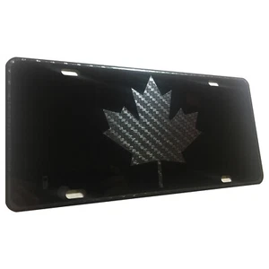 Placa de licencia de aluminio de alta resistencia de hoja grande de arce de Canadá fibra de carbono negra S1 - Imagen 1 de 3