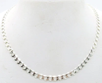 НОВЫЕ МУЖСКИЕ СЕРЕБРО .925 РОДИЯ ПОКРЫТИЕМ 30 «ПЛОСКИЙ КУБИНСКИЙ СТИЛЬ ЦЕПОЧКА - Изображение 1 из 4