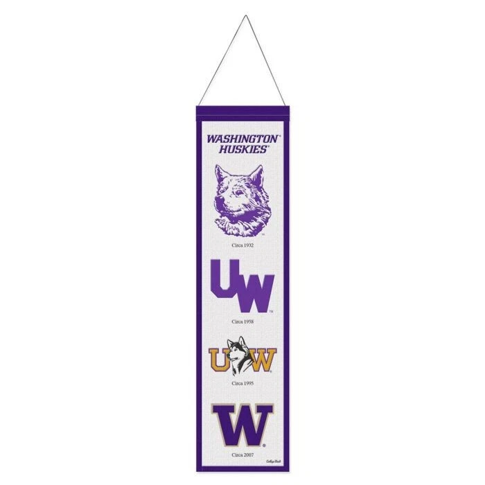 Washington Huskies Heritage 横幅刺绣羊毛 8 英寸 X 32 英寸带挂绳 — 第 1/1 张图片