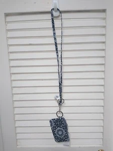Vera Bradley Charcoal Medallion Zip ID Case And Lanyard Set - Picture 1 of 4