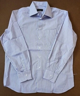 Camisa de vestir Canali púrpura a rayas para hombre 100 % algodón. Talla 16"-41 Foto 1 de 4