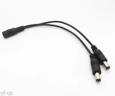 1pc DC Power Splitter Cable DC 5.5x2.1 Female 1 to 2 Male Cord For CCTV Camera - Image 1 of 3