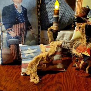 Clavija bandera patriótica inspirada en madera de granero/COLGADOR DE PUERTA granja americana PRIMITIVA - Imagen 1 de 2