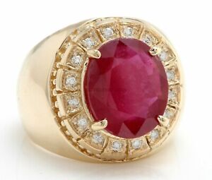 Natural Ruby Gemstone With Gold Plated 925 Sterling Silver Ring For Men's #1945