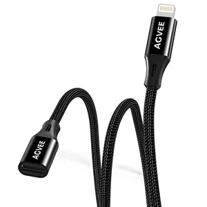 [Cable de extensión Lightning de 6,6 pies trenzado hembra a macho cable extensor para iPhone - Imagen 1 de 12