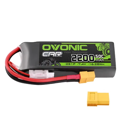 Ovonic 7.4V 2S 2200mAh 50C Lipo Battery XT60 For 1/16 RC Car TRX Redcat Buggy - Image 1 of 4