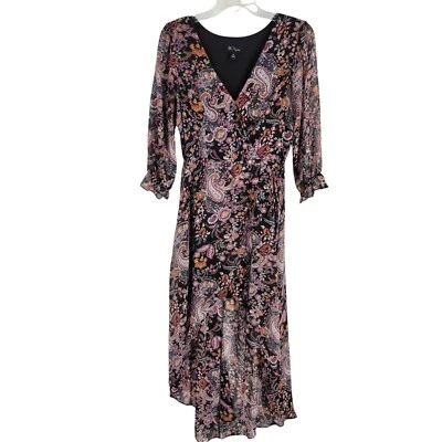 Vestido Hada Cachimba Alto Bajo Midi Cachemira Imitación Envoltura Cottagecore Mediano Folk Foto 1 de 4