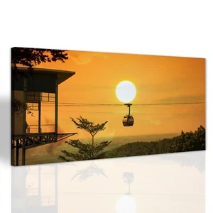 Seilbahn im Berg Wohnzimmer Canvas Wandbild Leinwand Wandbilder 140x70 - Bild 1 von 11
