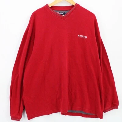 Vintage Chaps Ralph Lauren Sweater Mens Red Pullover Long Sleeve V Neck Size 2XL - Image 1 of 4