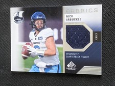 2021 UPPER DECK CFL SP GAME NICK ARBUCKLE NA FABRICS JERSEY