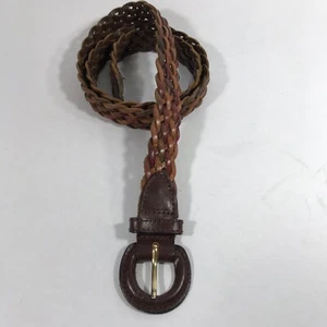 Cinturón vintage para mujer trenza de cuero marrón talla grande 40”-41” - Imagen 1 de 10