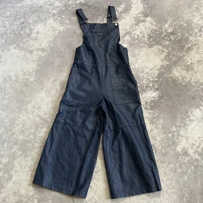 Topshop Overalls Jumpsuit Womens Size 0 Faux Leather Crop Navy Blue Pockets - Image 1 of 4