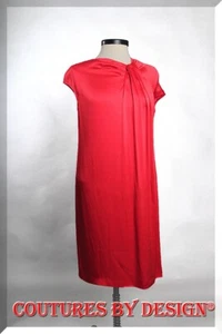 St John Knits Liquid Satin Dress Cascade Detail Granita Red Size 0 NWT MSRP $995 - Bild 1 von 4