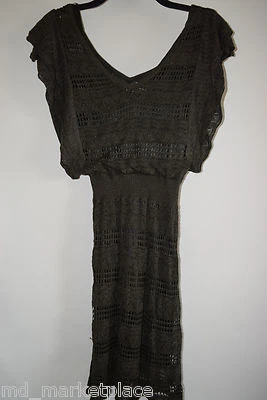 Новый без ценников GUESS MARCIANO женщин вязаный свитер платье туника оборки зеленый металлик XS 2 - Изображение 1 из 4