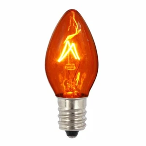 25 C7 Orange Incandescent Christmas Light Bulbs 5 Watt E12 Base - Picture 1 of 1
