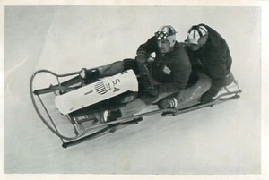 IVAN BROWN ALAN WASHBOND USA BOBSLEIGH GARMISCH-PARTENKIRCHEN 1936 IMAGE CARD - Picture 1 of 2
