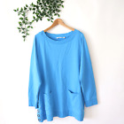 Soft Surroundings Blue Boat Neck Long Sleeve Plus Size 1X Tunic Sweater