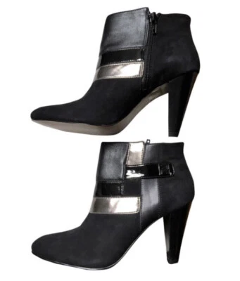 Botines de cuero ANNE KLEIN 'AKNORIKO' ~ Borde plateado ~ Talla 11 M Foto 1 de 4