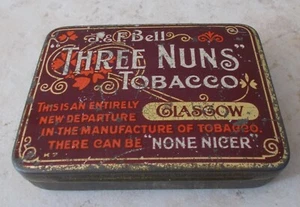 Ancienne Boite métal tabac THREE NUNS Glascow UK WWII 1940s vintage - Imagen 1 de 6