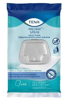 Tena ProSkin Ultra Adult Toallitas 48 unidades Loción enriquecida con humedad sin alcohol Foto 1 de 4