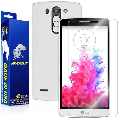 Protector de pantalla ArmorSuit MilitaryShield LG G3 Vigor + Recubrimiento de fibra de carbono blanco Foto 1 de 4