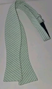 J.BAILEY Green Seersucker Striped Cotton Adjustable Bow Tie. Youth Size - Picture 1 of 2