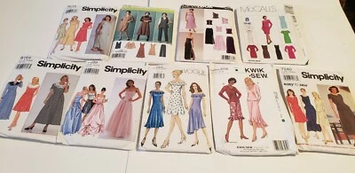 Women's Dress Patterns Lot o 9 80's-2000's Various Sizes FACTORY FOLDED/UNCUT B5 - Image 1 of 4