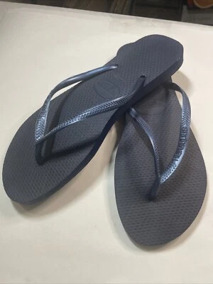 Chanclas HAVAIANAS Slim Cristal Flor Poema Azul Marino Para Mujer’s 11 12 41/42 Foto 1 de 4