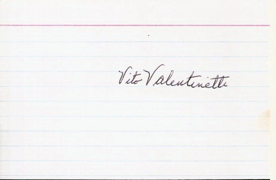 Vito Valentinetti Chicago Cubs Washington Senators Autographed 3x5 Card (d 2021) - Image 1 of 1