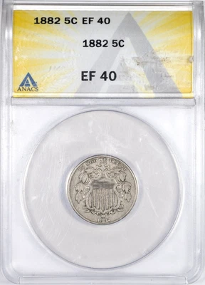 1882 ANACS EF40 Shield Nickel Extremely Fine XF - Image 1 of 4
