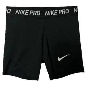 Nike Pro Girls Compression Shorts Size Medium Black 4” Stretch Athletic Dance - Picture 1 of 10