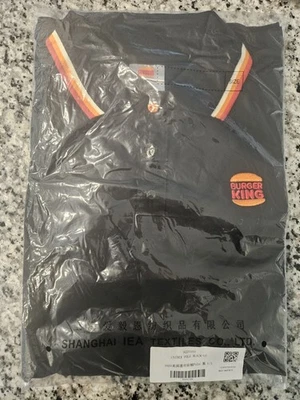 全新 Burger King 黑色 大号 男女通用 圆领 Polo 衫  — 第 1/3 张图片
