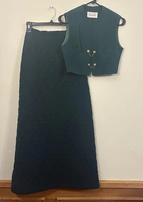 Chaleco y falda Vanity Fair vintage de dos piezas para mujer 8 verde Cl Foto 1 de 4