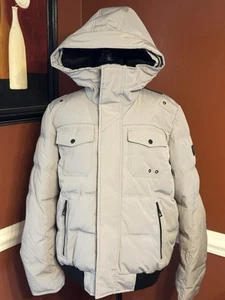 NWT Guess Garth Bomber with Fur Gray Hooded Medium Heavy Coat - Picture 1 of 7